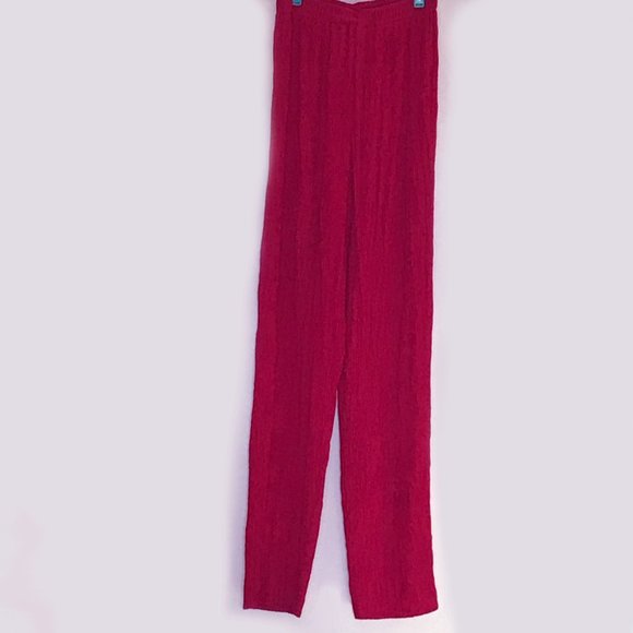 Vintage 90's 2-piece evening/cocktail outfit by Cache, deep red crinkle fabric - Picture 4 of 6